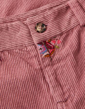 Embroidered Corduroy Wide Leg Trousers, Pink (PINK), large