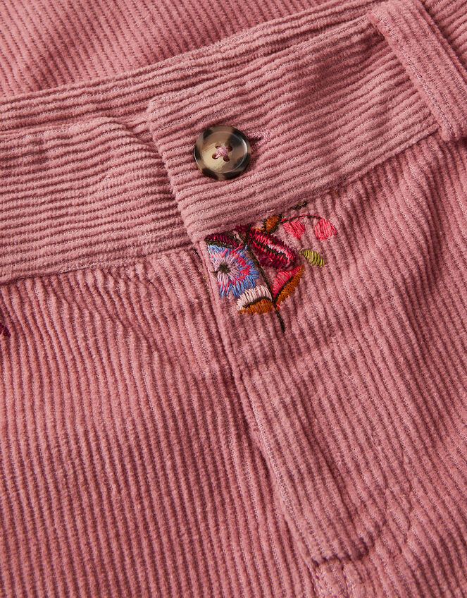 Embroidered Corduroy Wide Leg Trousers, Pink (PINK), large