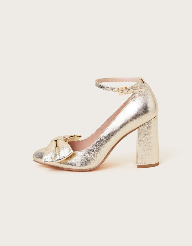 Cathy Bow Heeled Shoes, Gold (GOLD), large