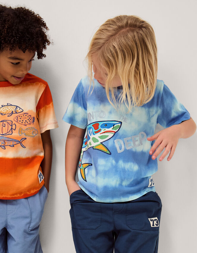 Shark Tie Dye T-Shirt, Blue (BLUE), large