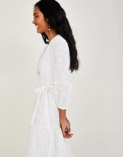 Bryony Broderie Midi Dress in Sustainable Cotton, Ivory (IVORY), large