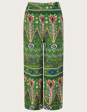 Loose Print Trousers in LENZING™ ECOVERO™, Green (KHAKI), large