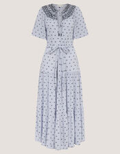 Mia Embroidered Print Midi Dress, Blue (BLUE), large