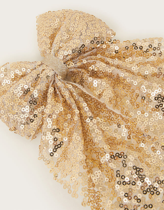 Sequin Bow Hair Clip, , large