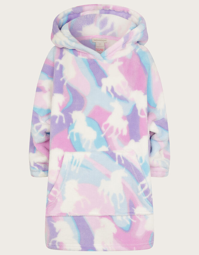 Super-Soft Unicorn Marble Oversized Nightwear Hoodie, Blue (AQUA), large