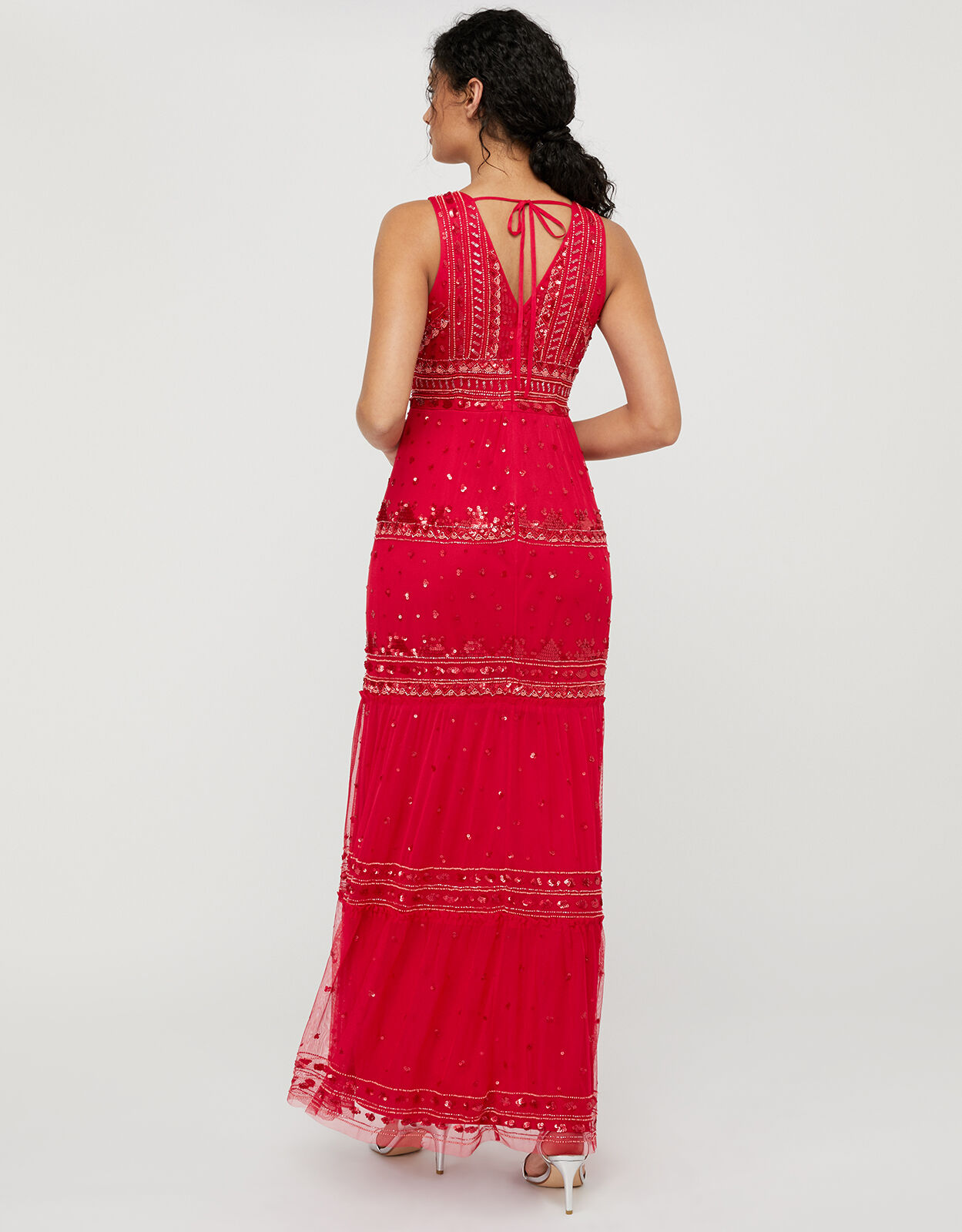 red embellished maxi dress