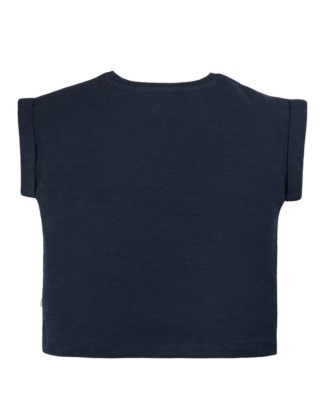 Frugi Sophia Slub Rainbow T-Shirt, Blue (NAVY), large