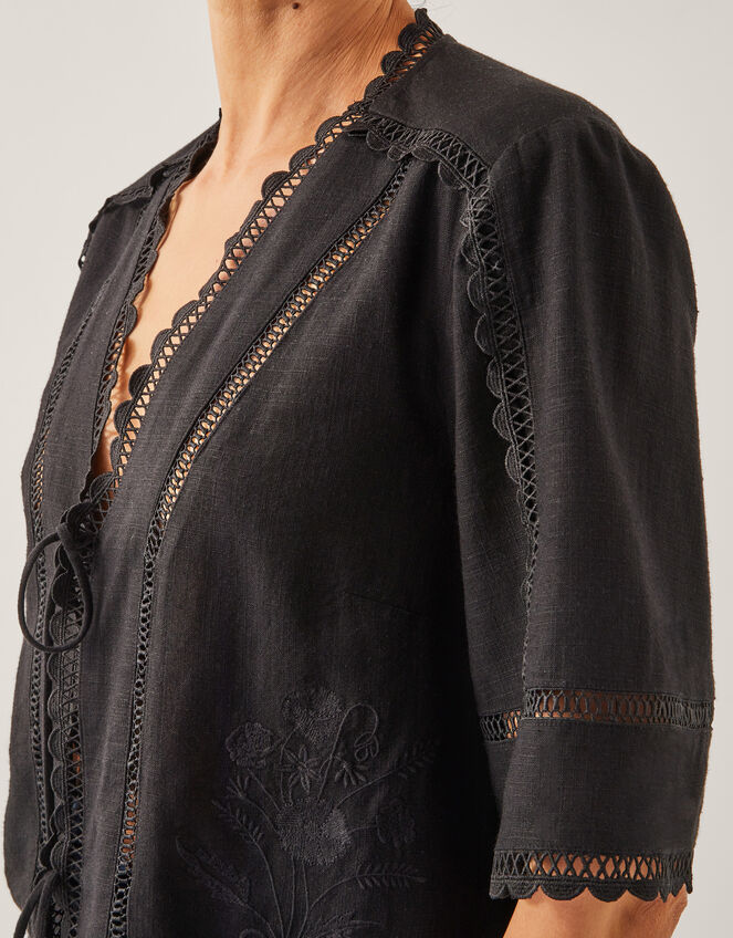 Hayley Lace Tie Top, Black (BLACK), large
