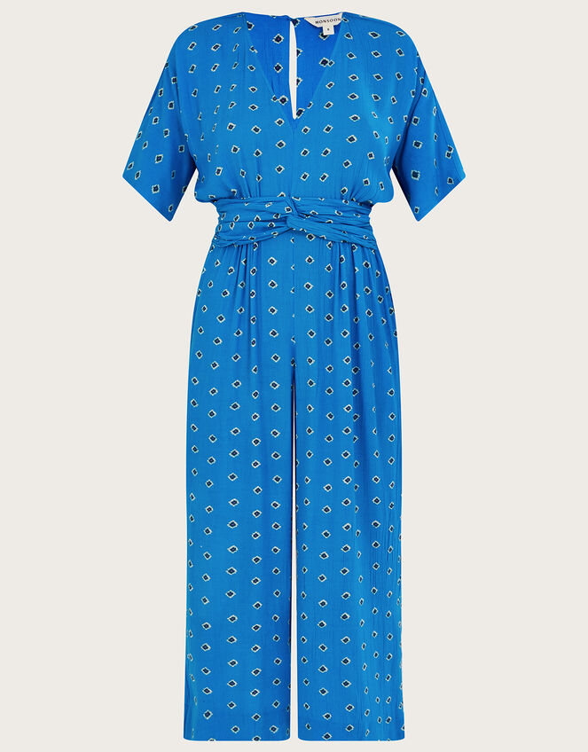 Diamond Print Jumpsuit, Blue (BLUE), large