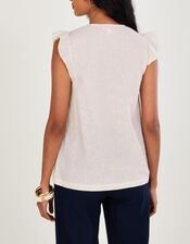 Lucinda Sleeveless Top in Linen Blend , White (WHITE), large