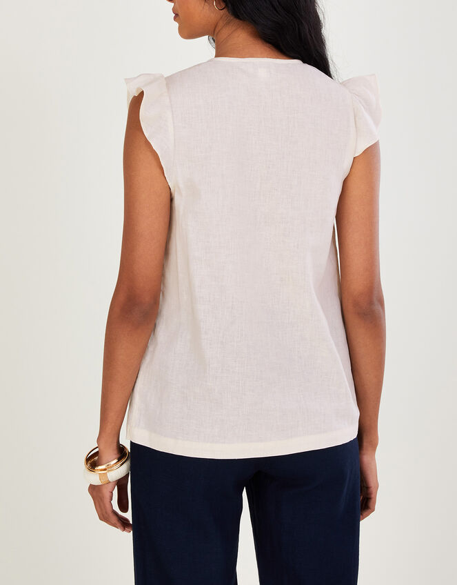 Lucinda Sleeveless Top in Linen Blend , White (WHITE), large
