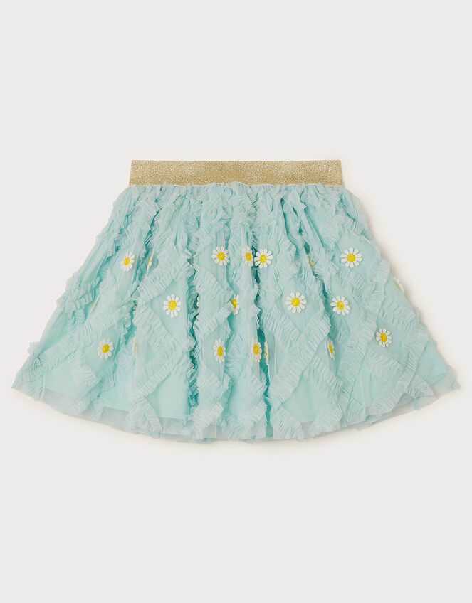 Floral Ruffle Disco Skirt, Blue (AQUA), large