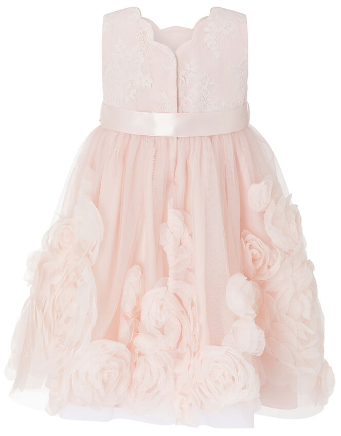 Baby Macaroon Occasion Dress with 3D Flowers, Pink (PINK), large