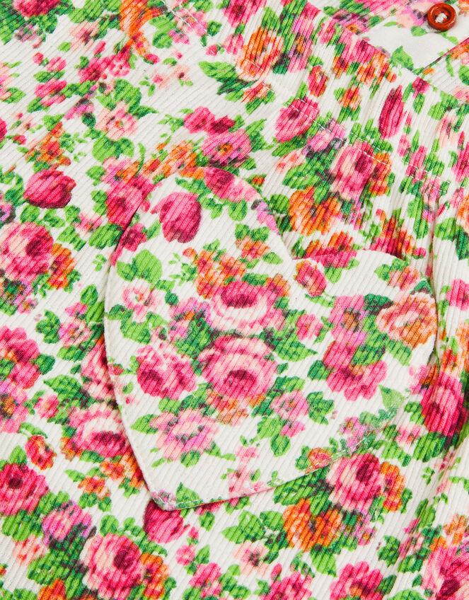 Floral Print Ribbed Short Pyjama Set, Cream (CREAM), large