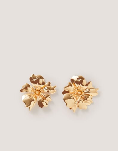 Large Flower Stud Earrings, , large