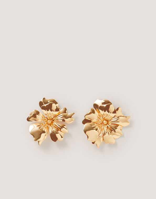 Large Flower Stud Earrings, , large