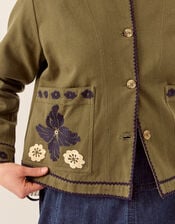 East Bella Floral Embroidered Jacket, Green (GREEN), large