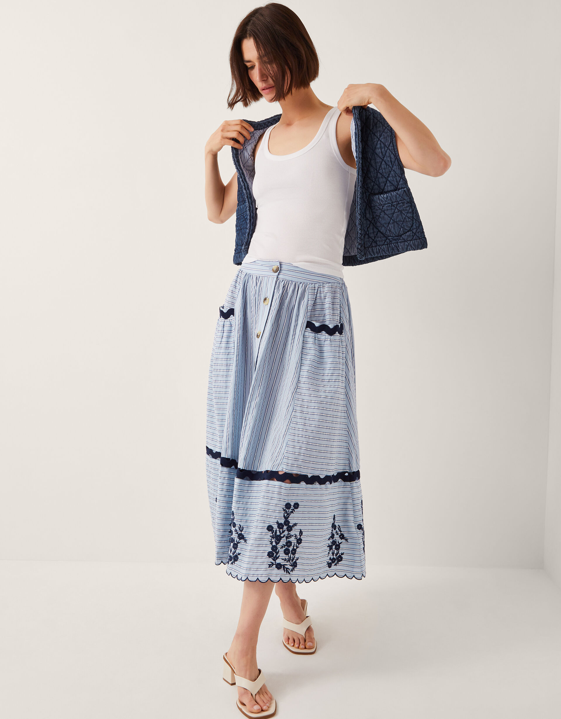 Blue Mirage Crystal Embroidered Skirt main image 1