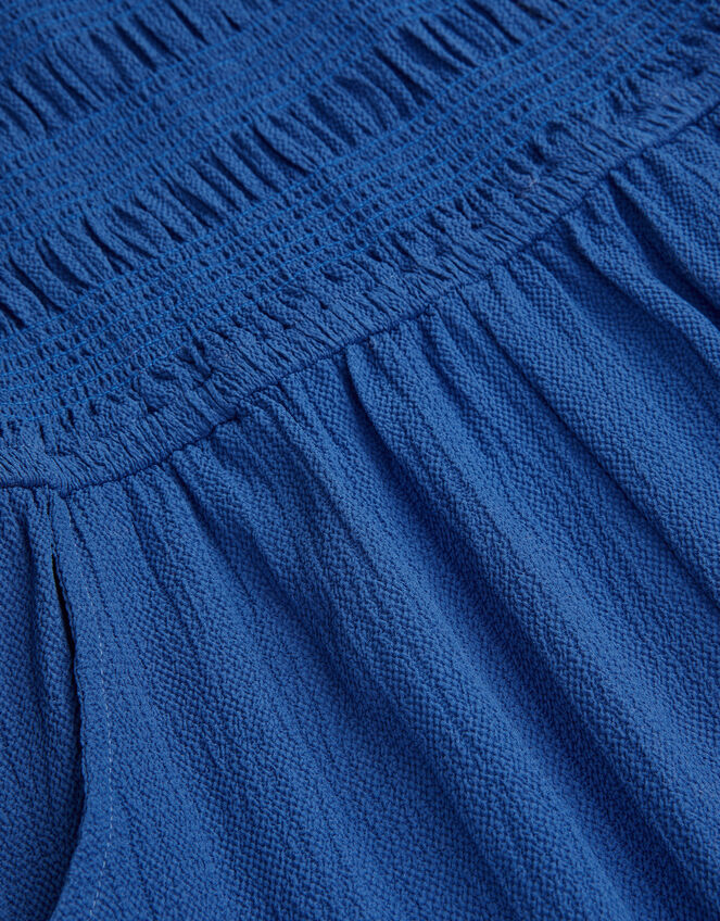 Ruffle Shirred Jumpsuit, Blue (BLUE), large