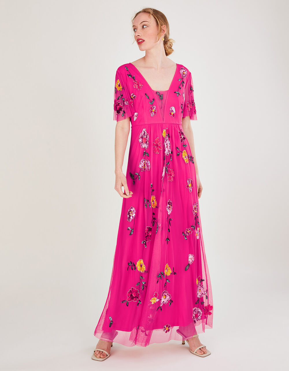 Women Dresses | Faye Embellished Maxi Dress in Recycled Polyester Pink - JK22705