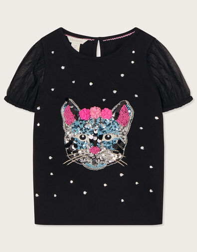 Cat T-Shirt , Black (BLACK), large