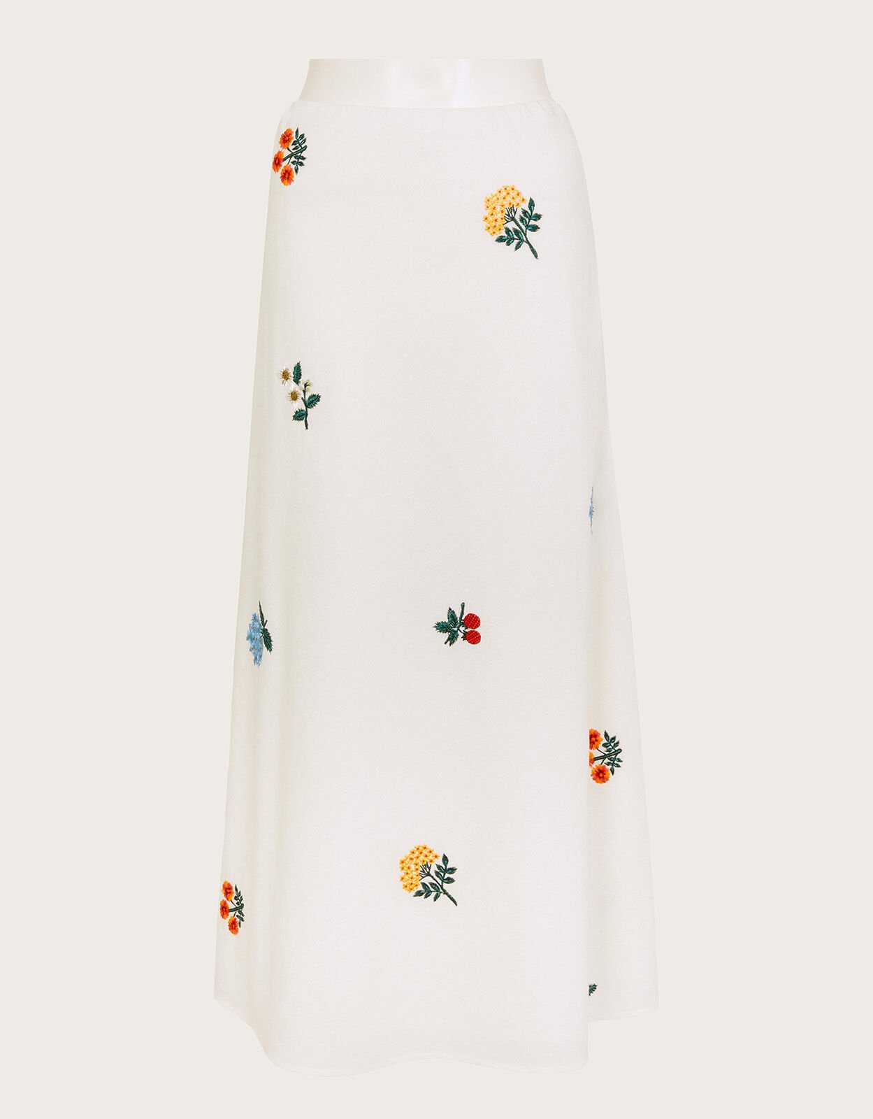 Piera Embroidered Midi Skirt Ivory