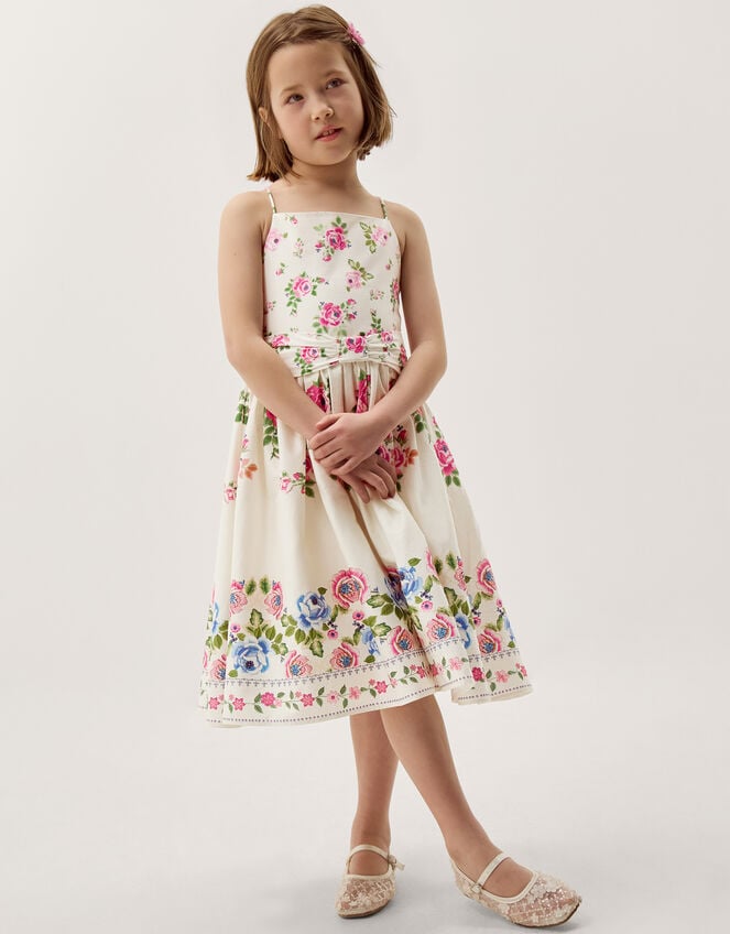 Rose Border Print Party Dress, Multi (MULTI), large