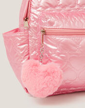 Shiny Heart Quilted Backpack, , large
