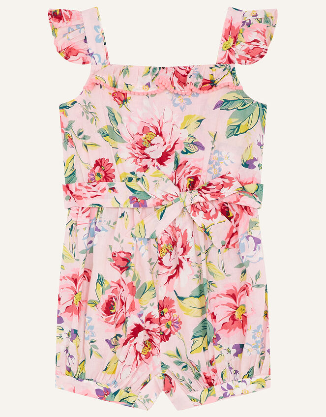 Baby Floral Romper in Pure Cotton, Pink (PALE PINK), large
