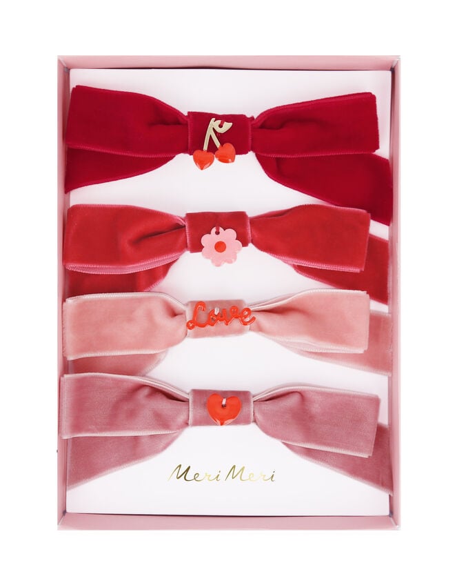 Meri Meri 5-Pack Velvet Charm Bow Hair Clips, , large