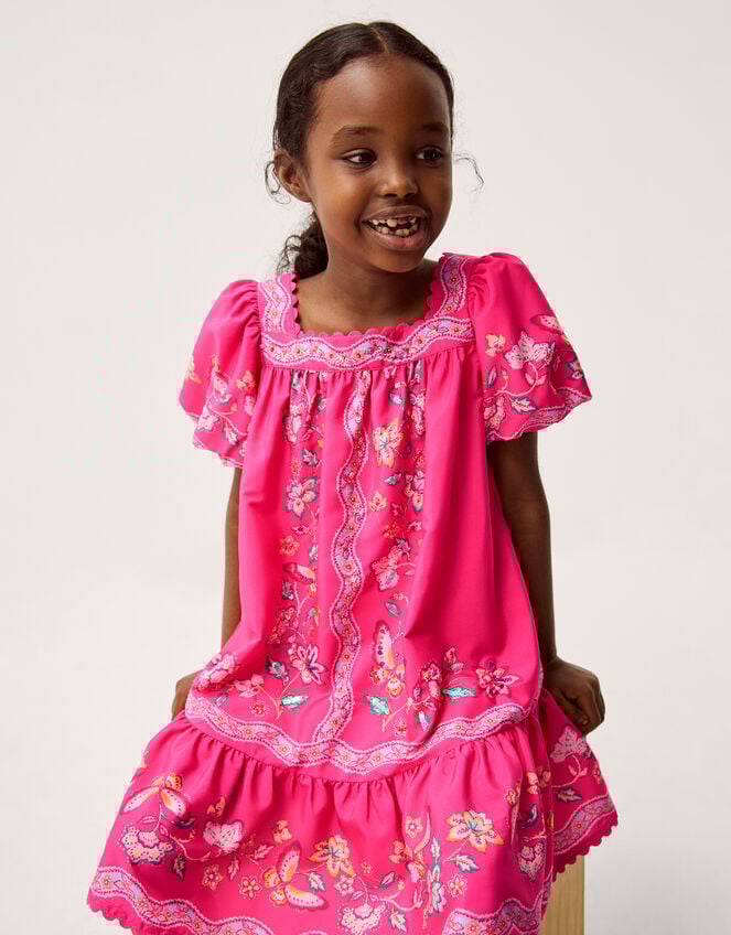 Ariella Sequin Floral Square Neck Dress, Pink (PINK), large