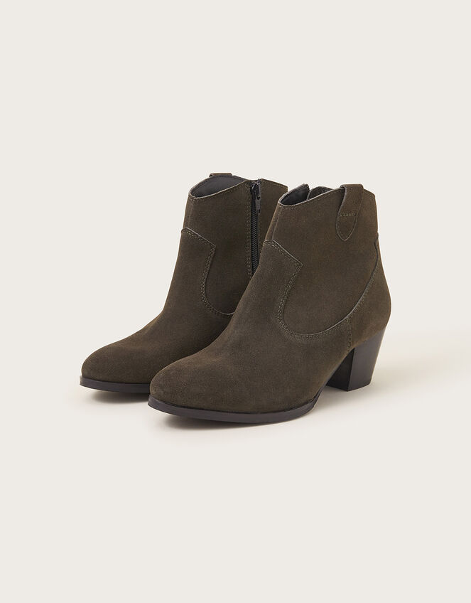 Suede Cowboy Ankle Boots Green | Women's Shoes | Monsoon UK.