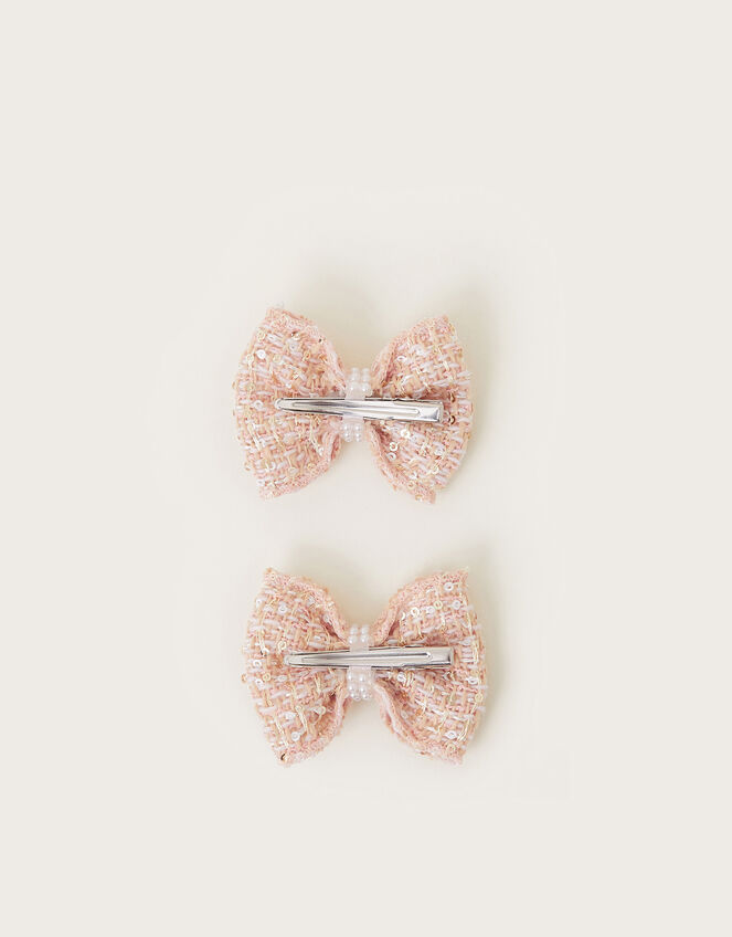 2-Pack Sequin Tweed Bow Hair Clips, , large