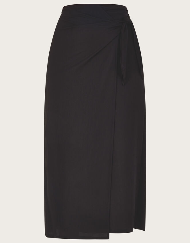 Winnie Wrap Midi Skirt, Black (BLACK), large