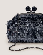 Jade Sequin Fringe Clutch Bag, , large