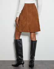 Sienna Suede Zip Skirt, Tan (TAN), large