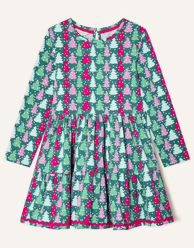 Christmas Tree Jersey Dress, Green (GREEN), large