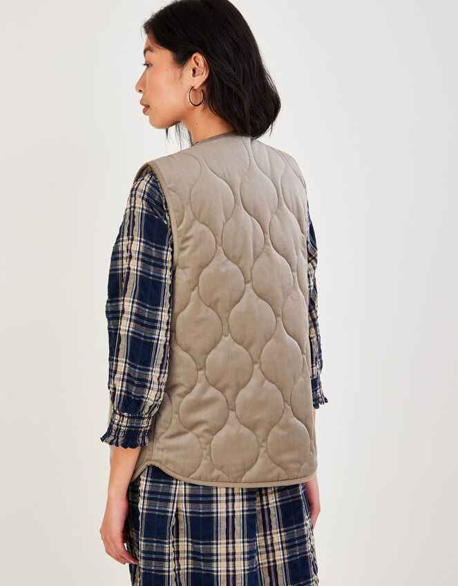 Cord Quilted Gilet Brown