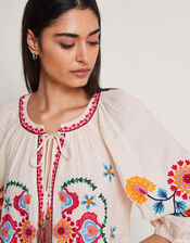 Opal Embroidered Kaftan Dress, Ivory (IVORY), large