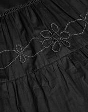 Floral Embroidered Tier Dress, Black (BLACK), large