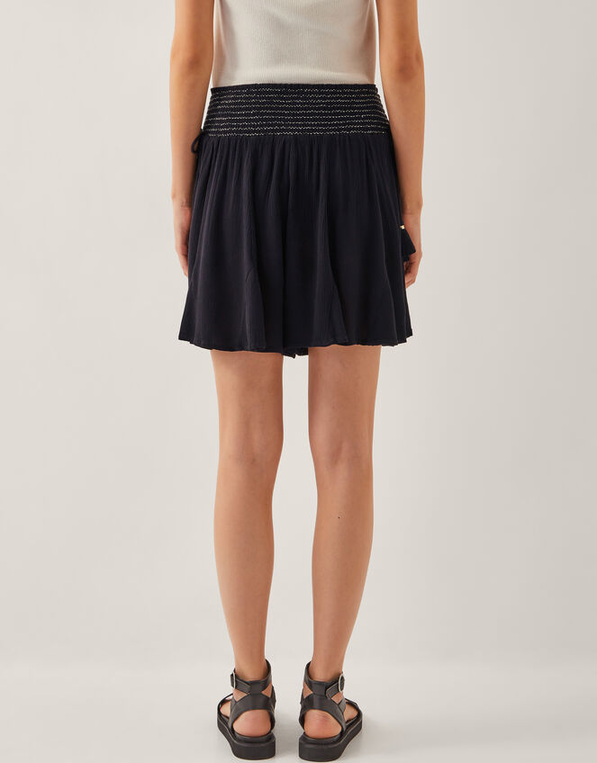 Heidi Metallic Shirred Shorts Black