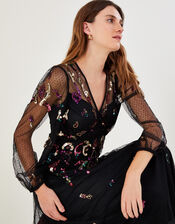 Colbie Embellished Midi Dress, Black (BLACK), large