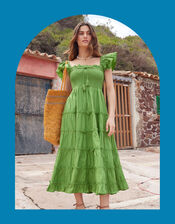 East Tiered Maxi Dress, Green (GREEN), large