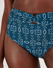 Batik Dye Print Bikini Bottoms with Recycled Polyester, Blue (NAVY), large