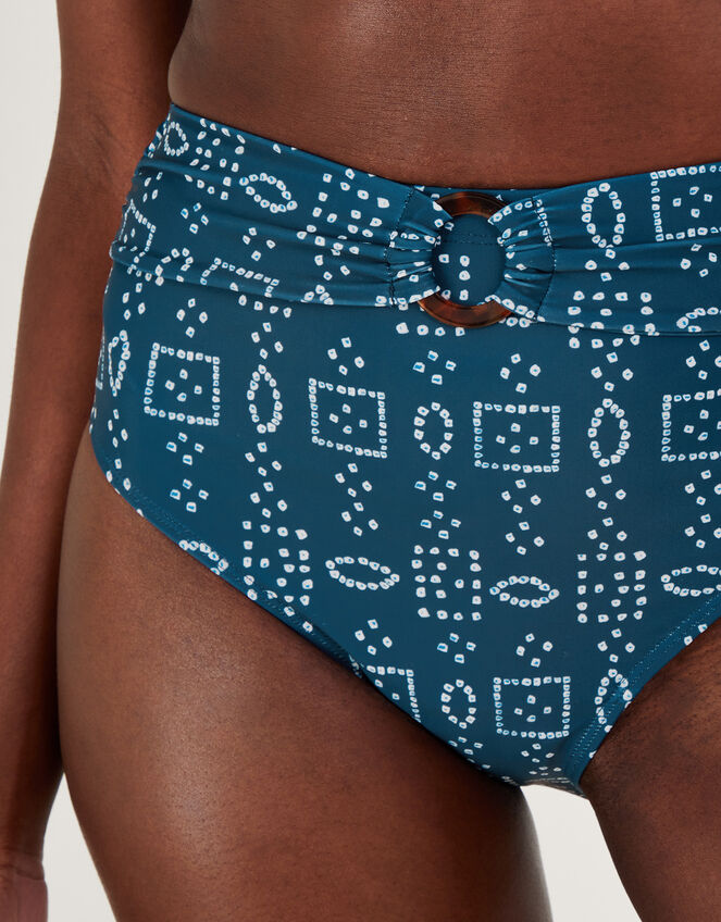 Batik Dye Print Bikini Bottoms with Recycled Polyester, Blue (NAVY), large