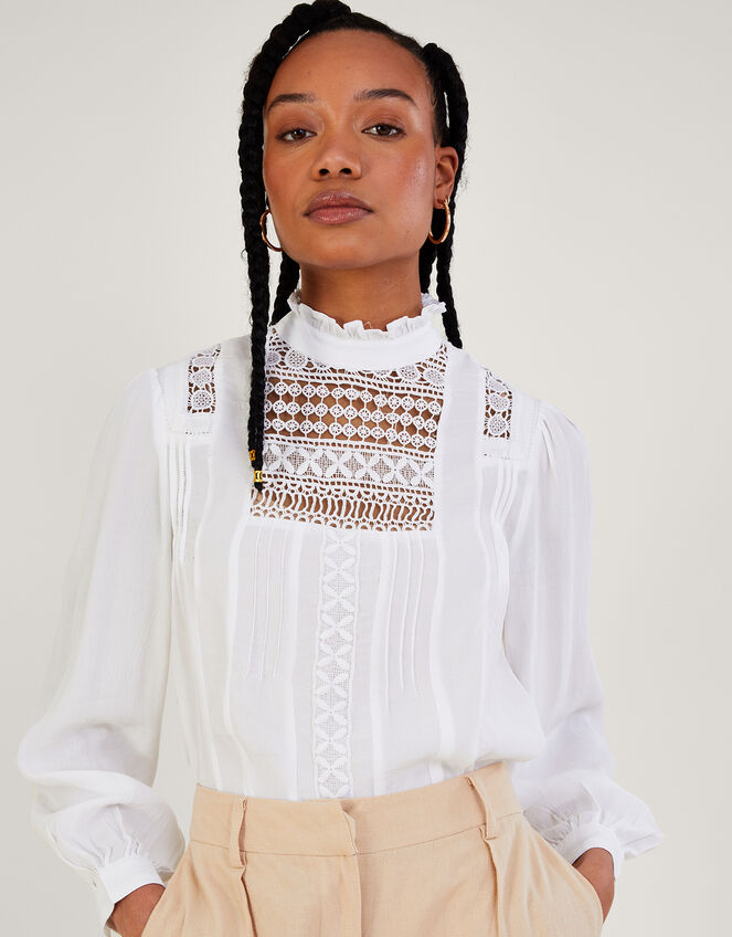 Rachel Lace Victoriana Top, Ivory (IVORY), large