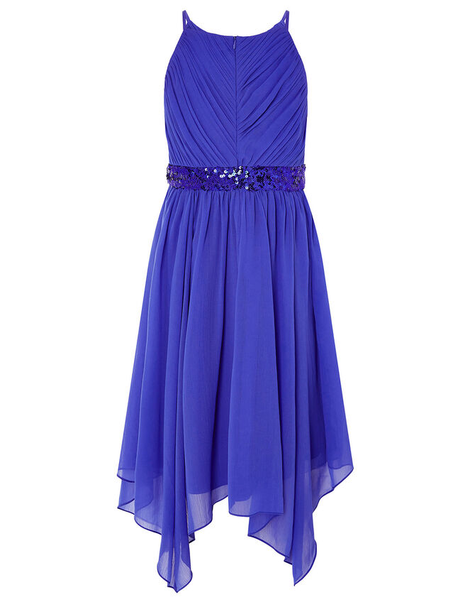 Chiffon Hanky Hem Prom Dress, Blue (BLUE), large