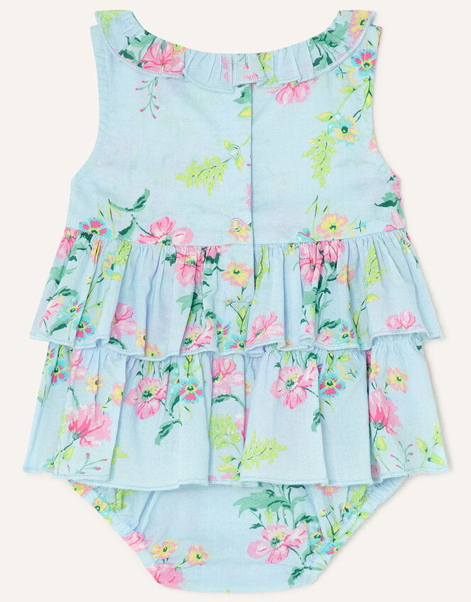 Newborn Ditsy Floral Romper in Sustainable Cotton , Blue (BLUE), large