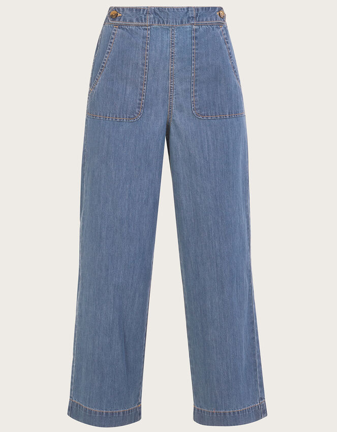 Harper Crop Wide Leg PullOn Jeans Regular Length Blue Trousers
