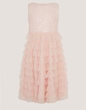Taylor Sequin Lace Tiered Party Dress, Pink (PINK), large